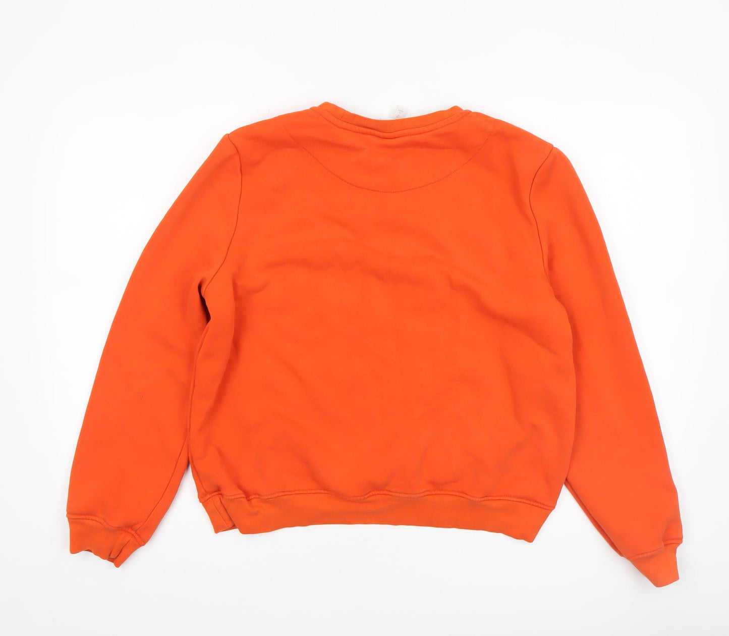 H&M Women Orange Medium Pullover Sweatshirt Crew Neck Cotton Blend