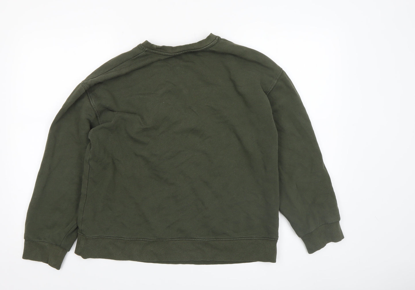 Zara Women Green Graphic Art Sweatshirt Size S Crew Neck Pullover