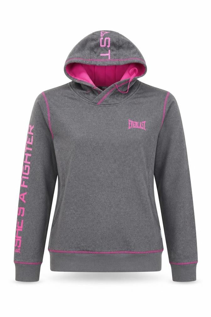 Everlast Womens Grey Pink Hooded Pullover Sweatshirt Size 16