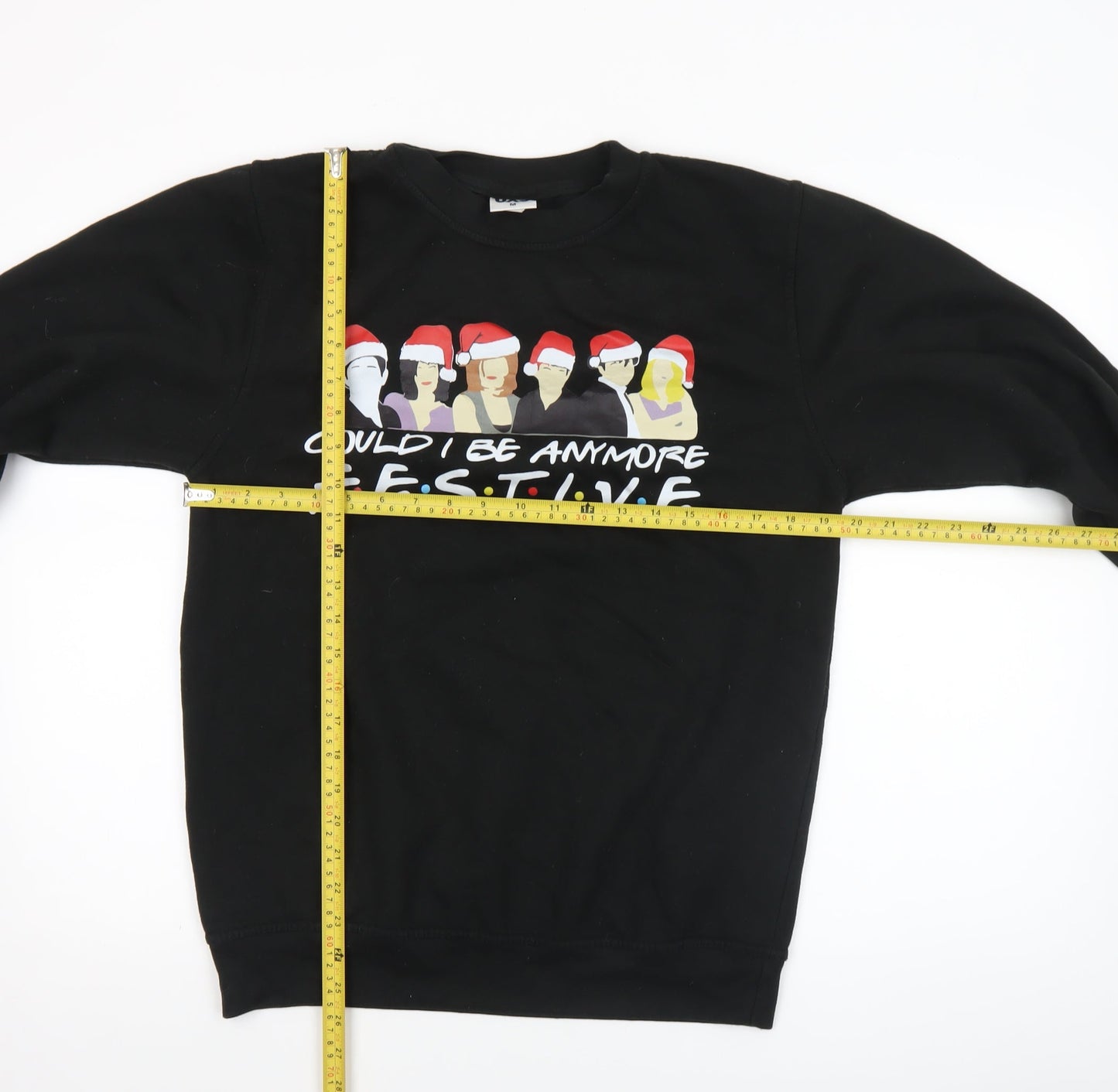 Uneek Mens Black Christmas Graphic Pullover Sweatshirt Size M