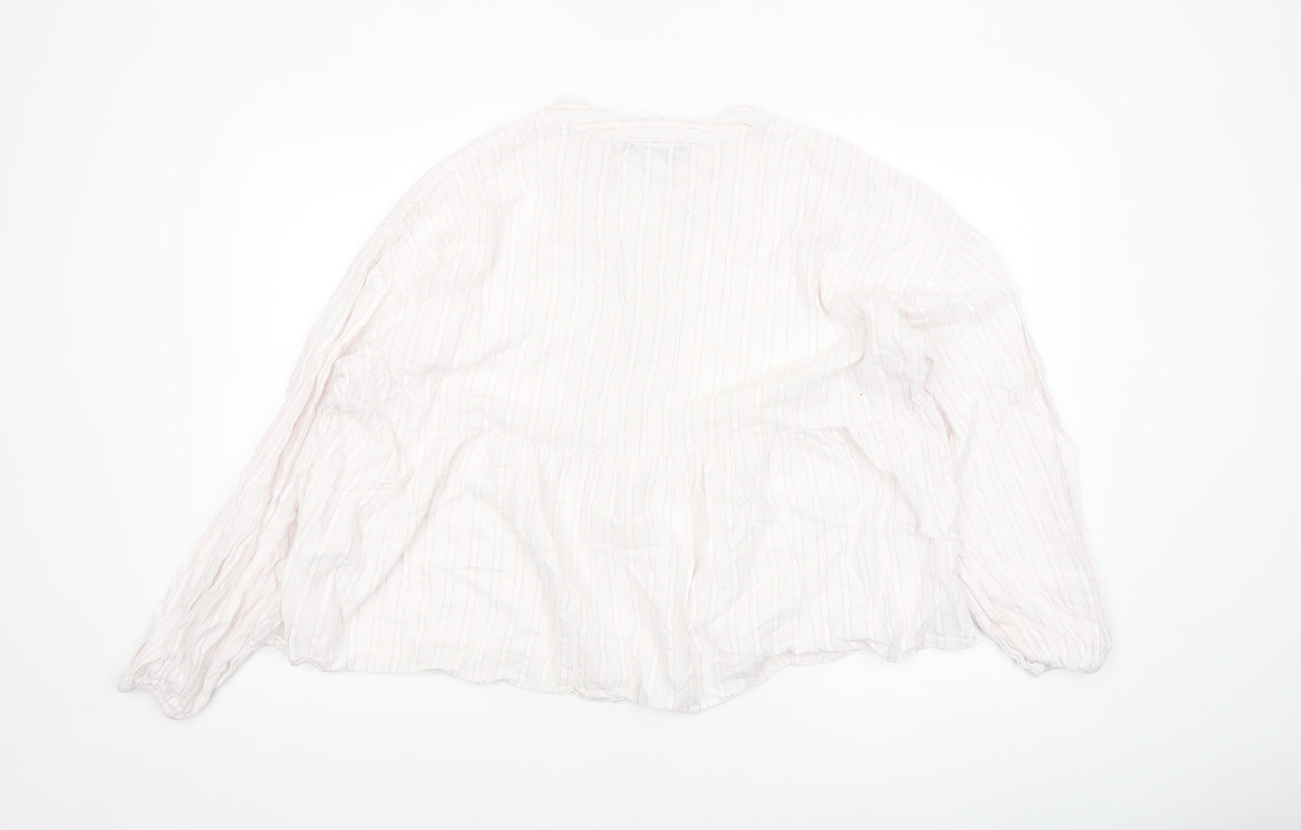 Dunnes Women’s Ivory Striped Cotton Long Sleeve Peasant Blouse XL
