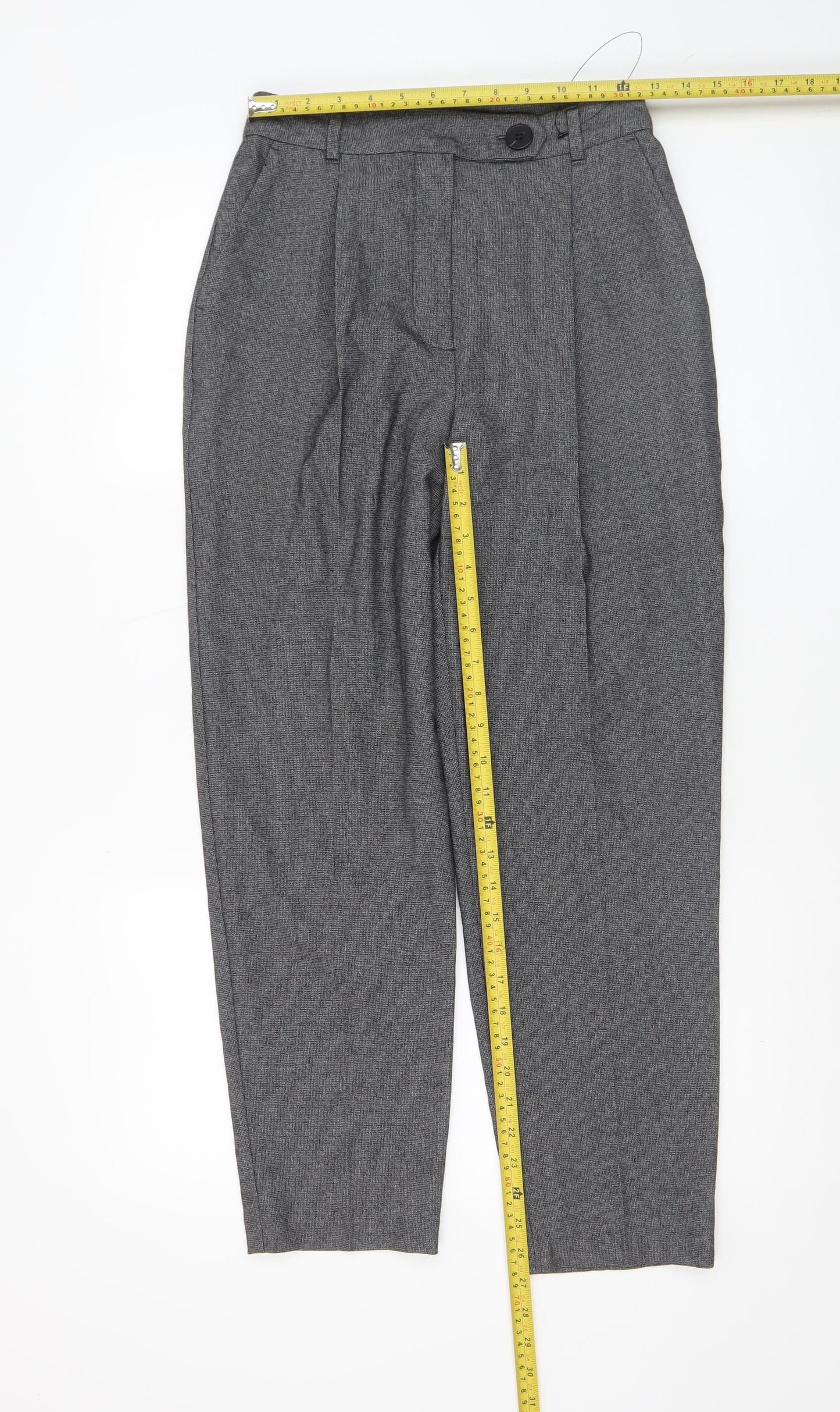 George Women’s Grey Pleated High Rise Tapered Trousers Size 8