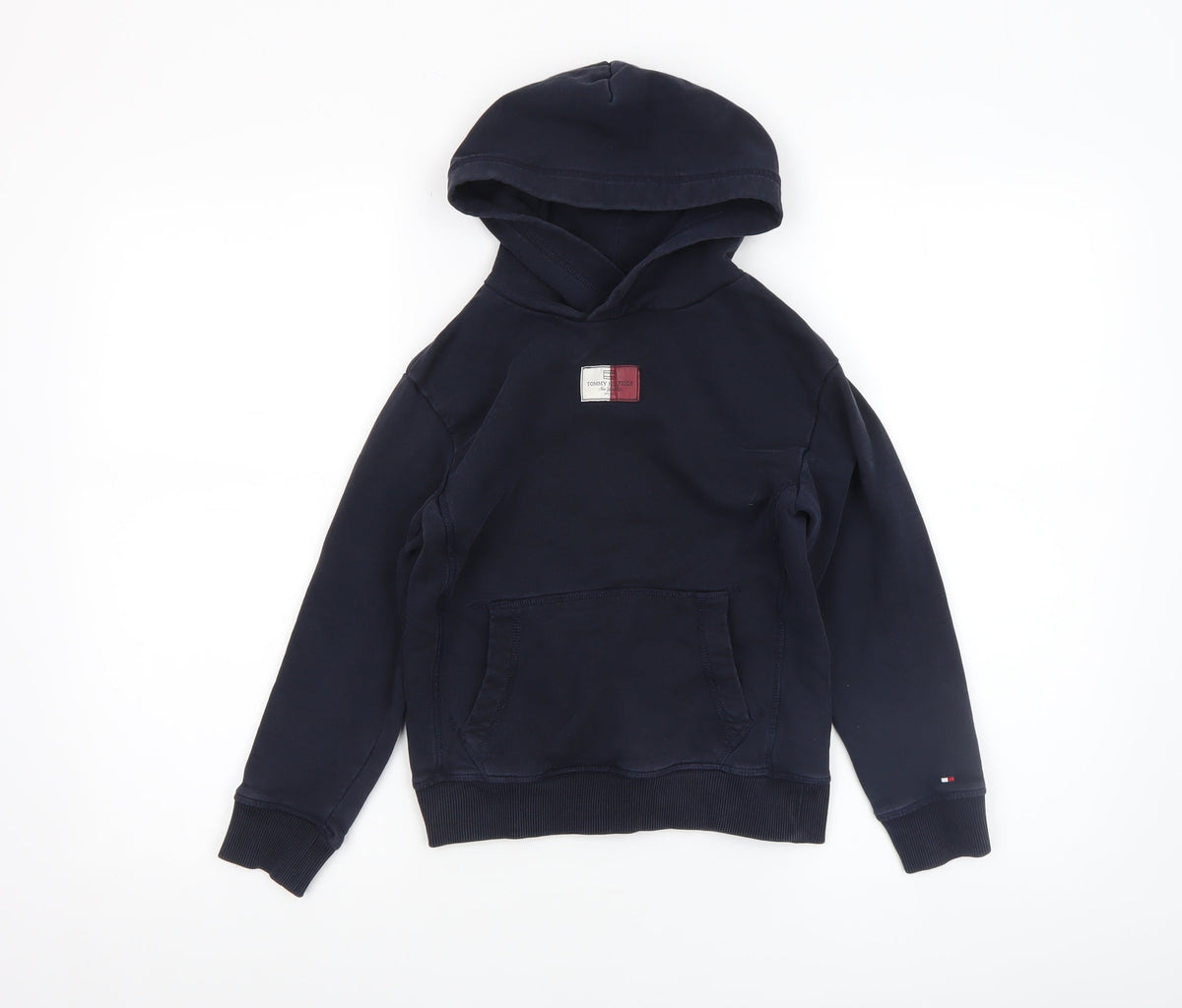 Tommy Hilfiger Boys Navy Hoodie 122cm 100% Cotton Pullover Logo Design