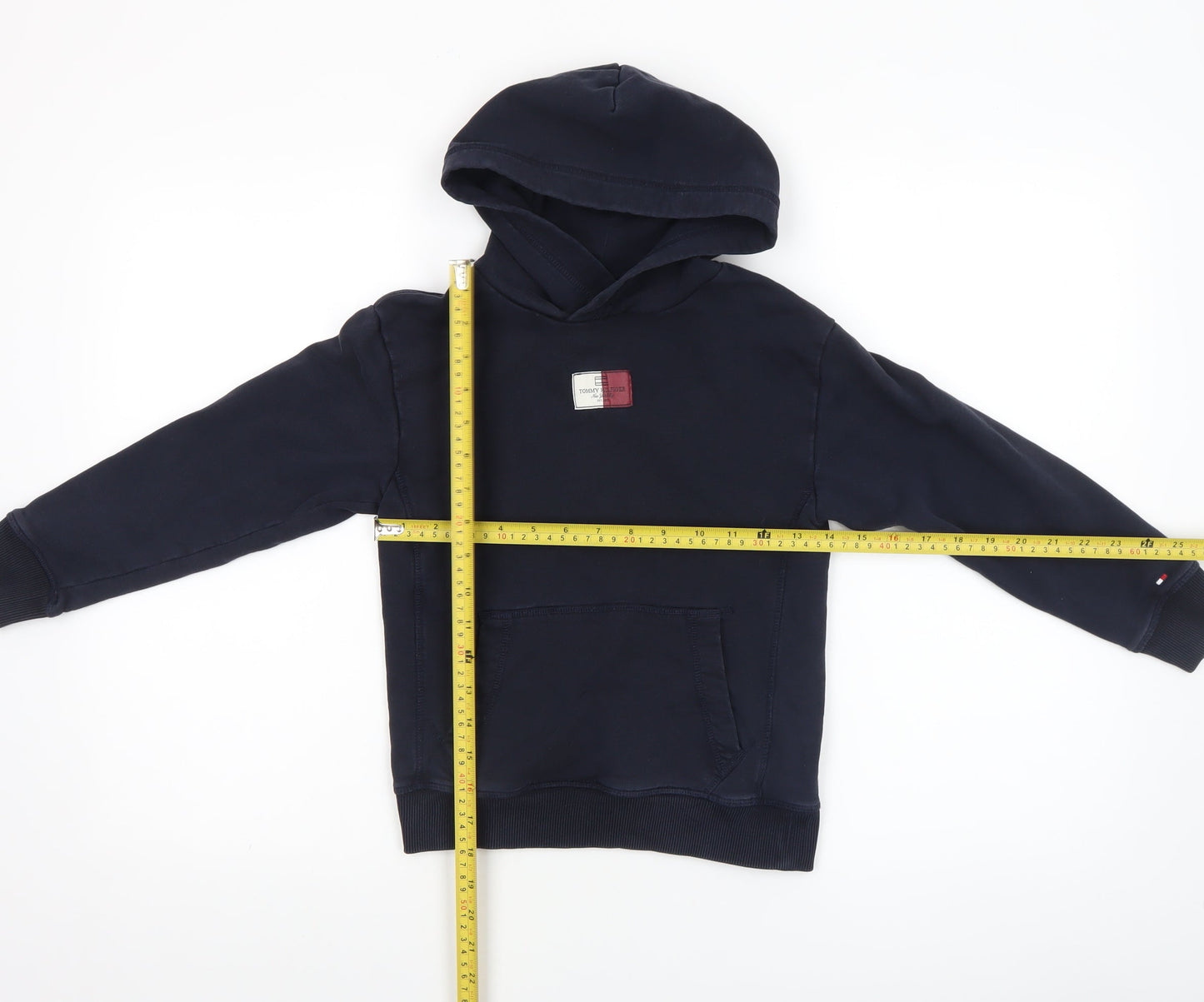 Tommy Hilfiger Boys Navy Hoodie 122cm 100% Cotton Pullover Logo Design