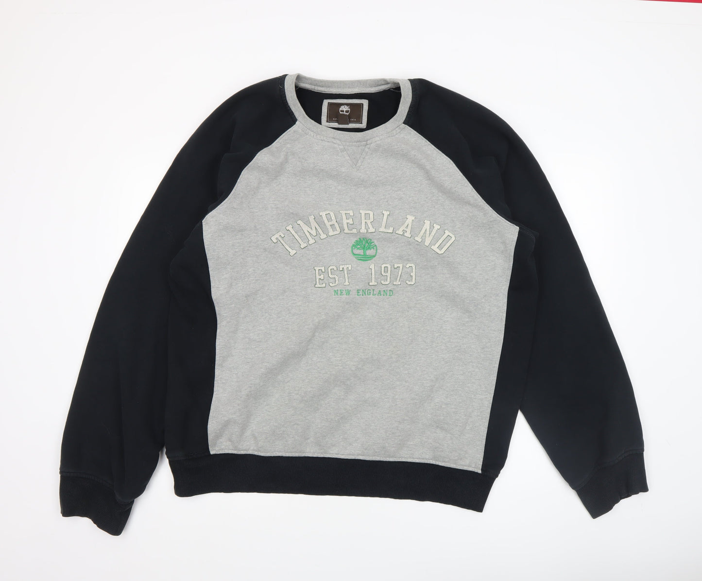 Timberland Men's Grey 2XL Regular Fit Logo Crew Neck Sweatshirt