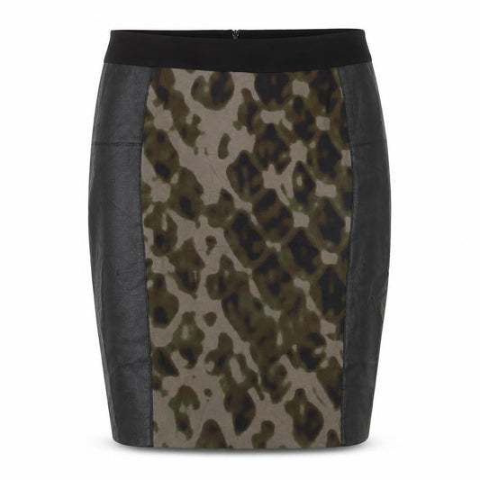 Karen Millen Women’s Brown Animal Print Leather Panel Pencil Skirt UK 16