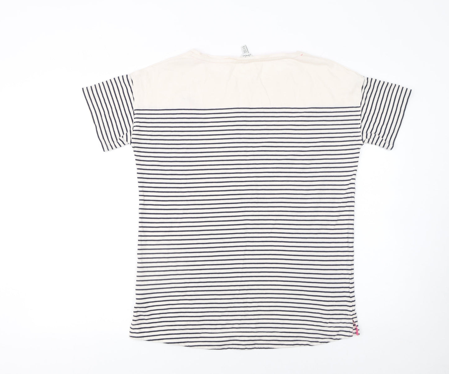 Joules Women’s Ivory Striped Embroidered T-Shirt Size 10