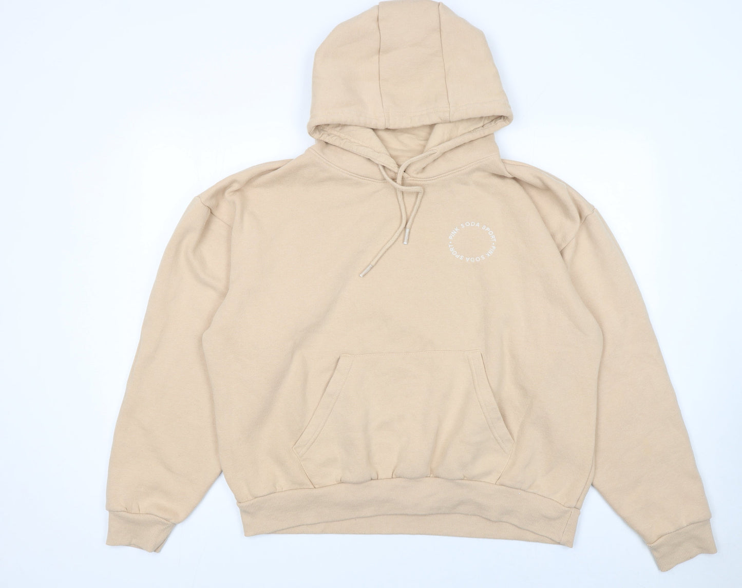 Pink Soda Sport Women Beige Hoodie UK 14 Pullover Cotton Blend
