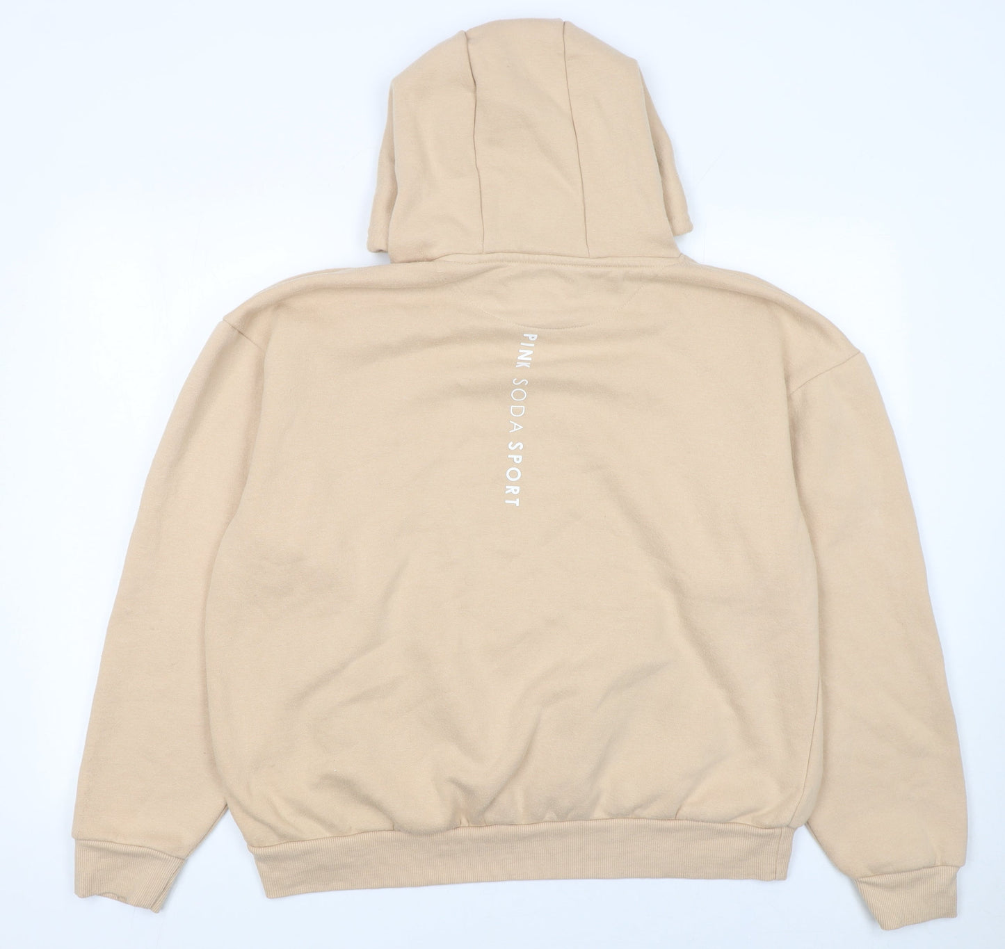 Pink Soda Sport Women Beige Hoodie UK 14 Pullover Cotton Blend