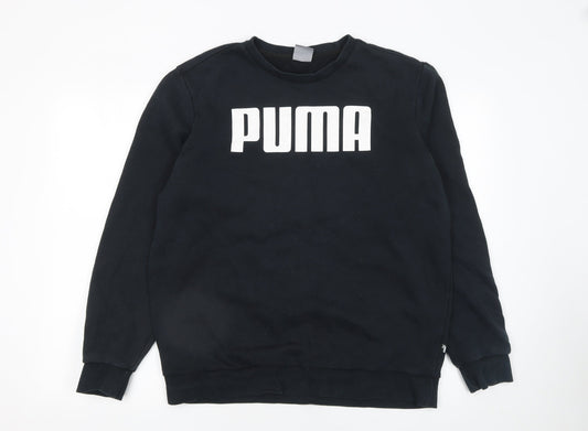 Puma Men's Black L Pullover Sweatshirt Crew Neck Logo Jumper