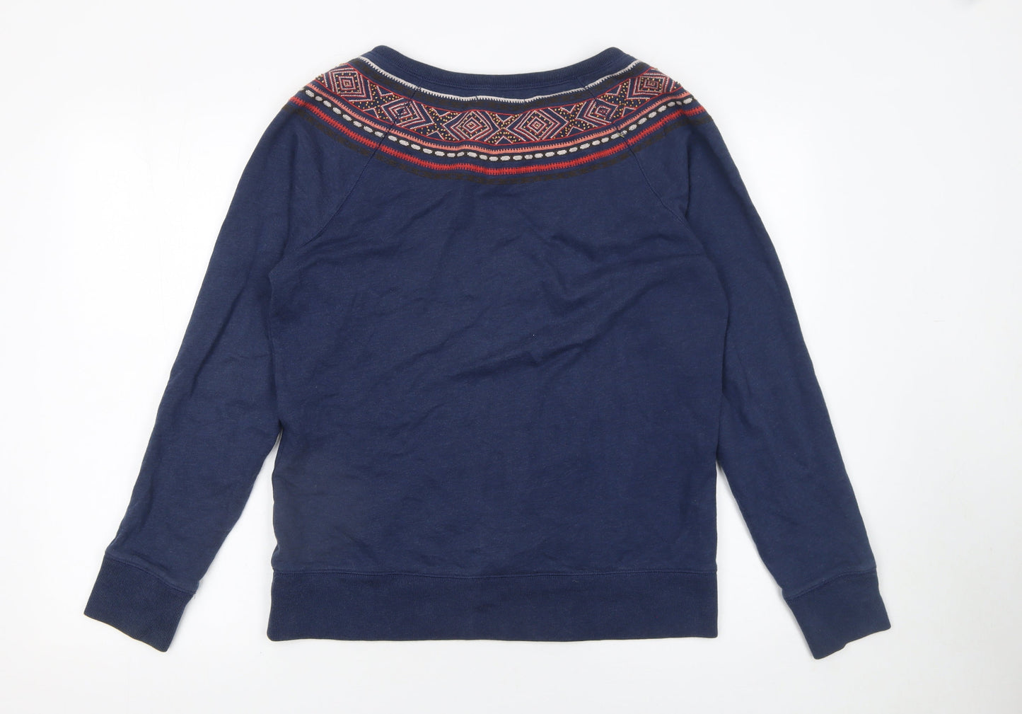 Lucky Brand Women's Blue Cotton Pullover Sweatshirt M Fair Isle