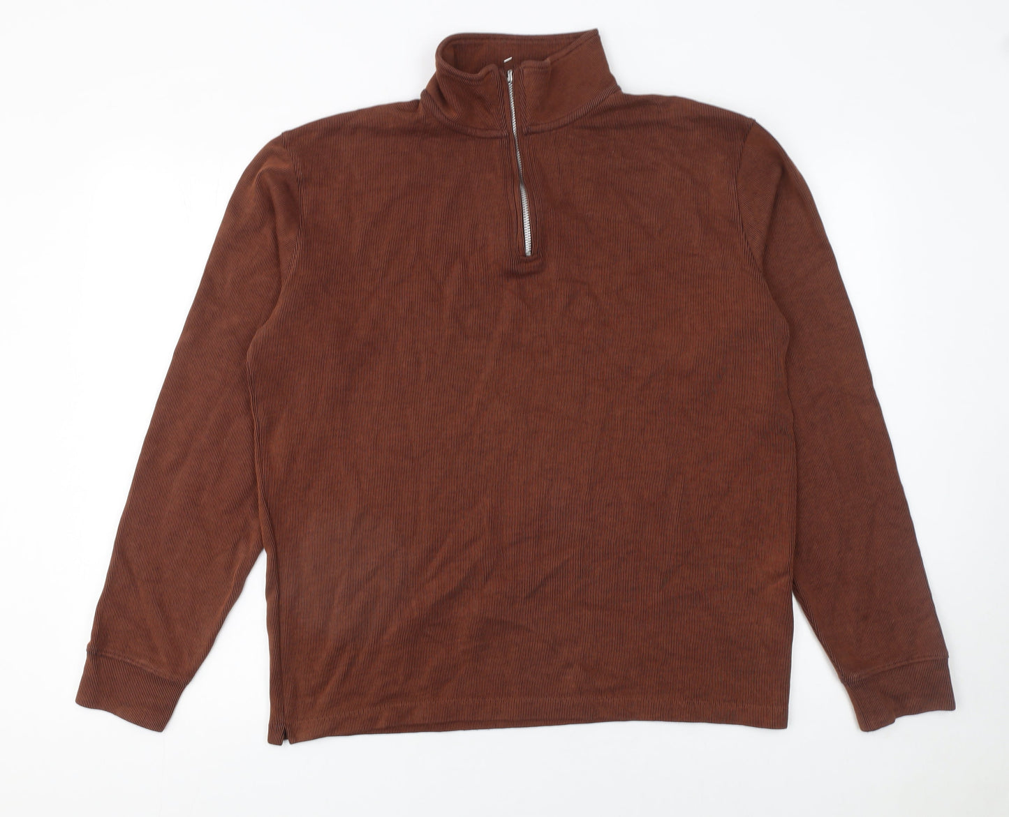 Marks and Spencer Men's Brown 1/2 Zip Pullover Sweatshirt Size M