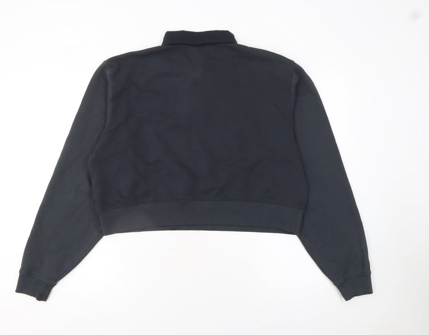 Superdry Womens Black Henley Sweatshirt UK 10 Long Sleeve Collared