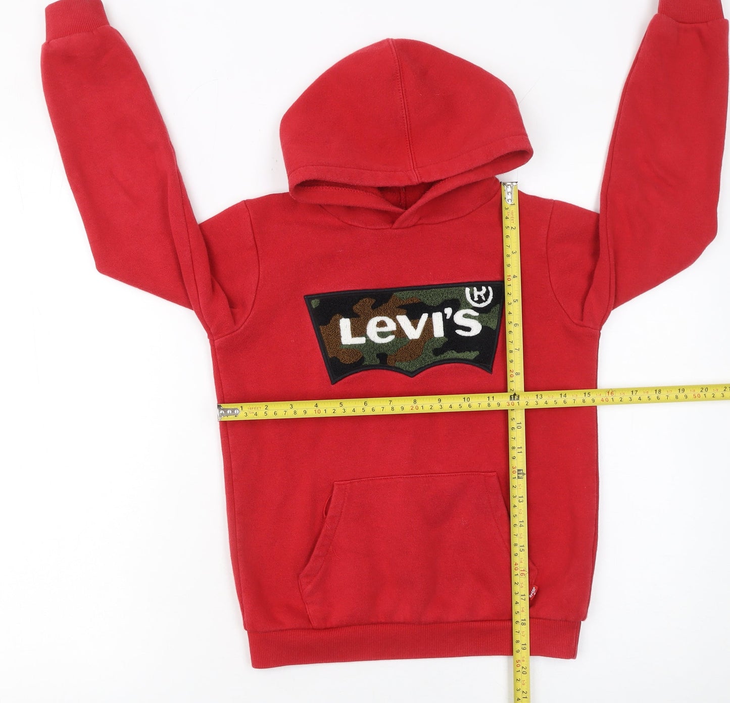 Levi's Boys Red Pullover Hoodie 8 Years Fleece Logo Camouflage Graphic
