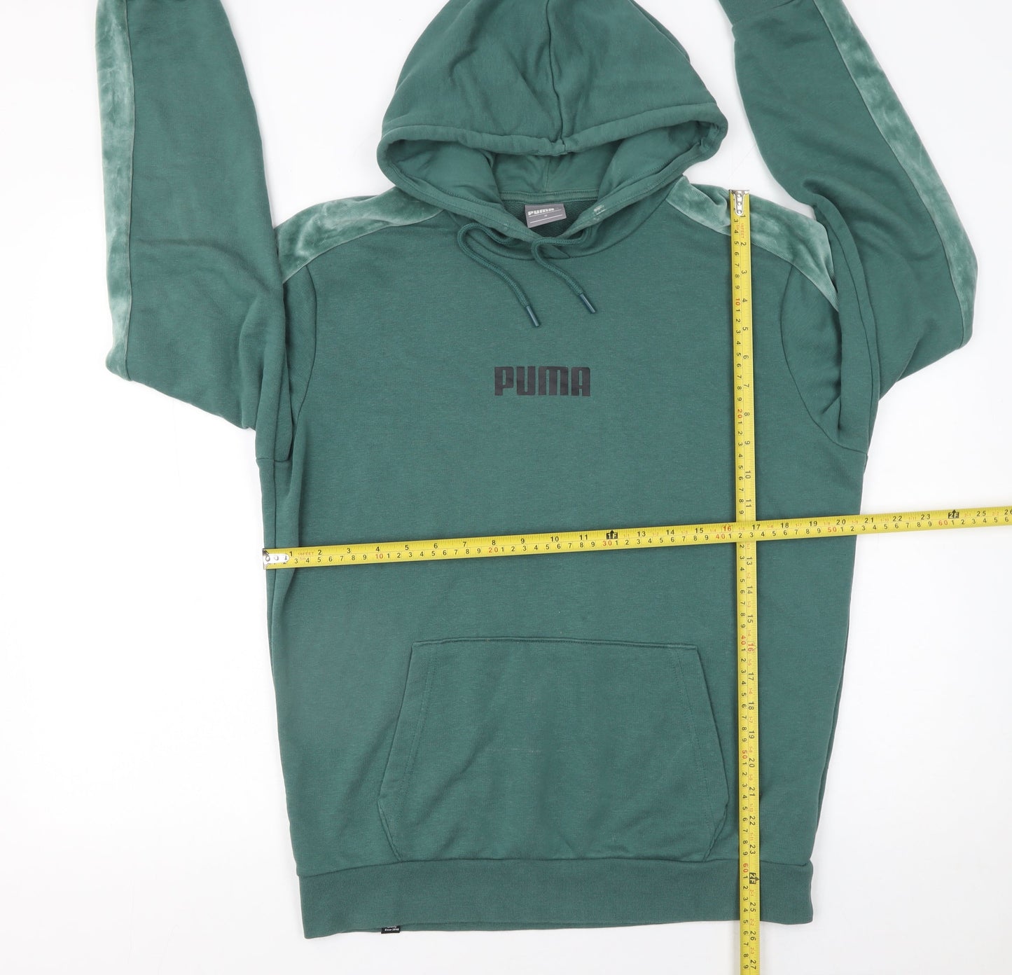Puma Men's Green Pullover Hoodie Medium Sports Logo Sweatshirt