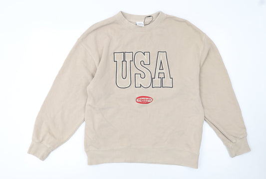 ZARA Girls Beige USA Graphic Pullover Sweatshirt 13-14 Years