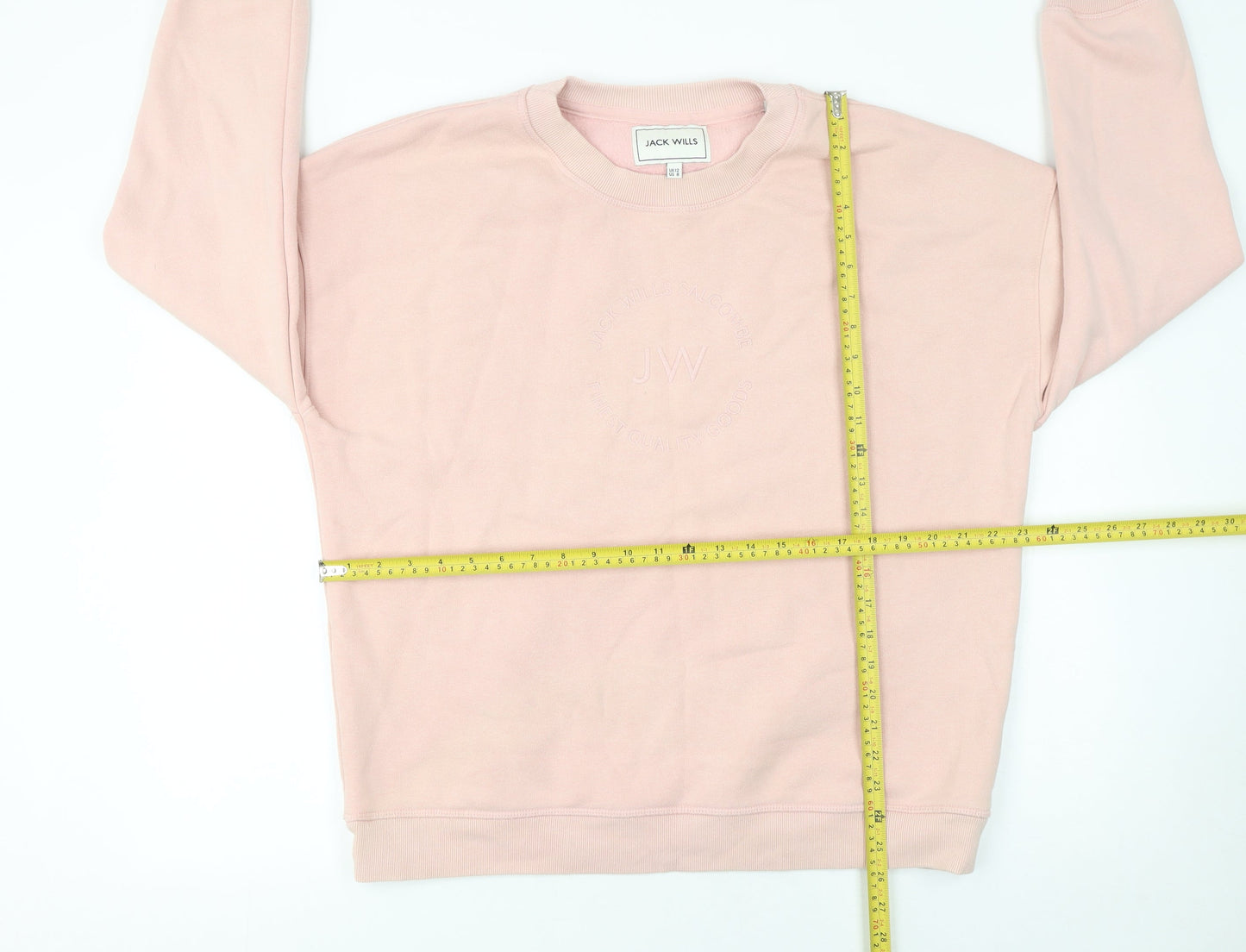 Jack Wills Women Pink Cotton Crew Neck Pullover Sweatshirt Size 12