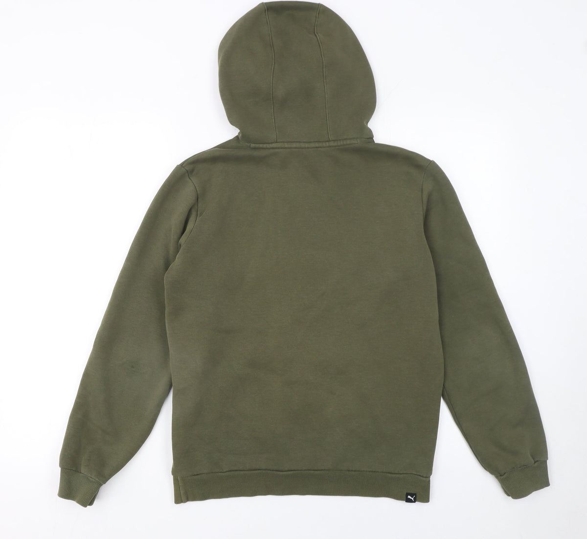 Puma Boys Green Pullover Hoodie 14-15 Years Fleece Logo Sweatshirt
