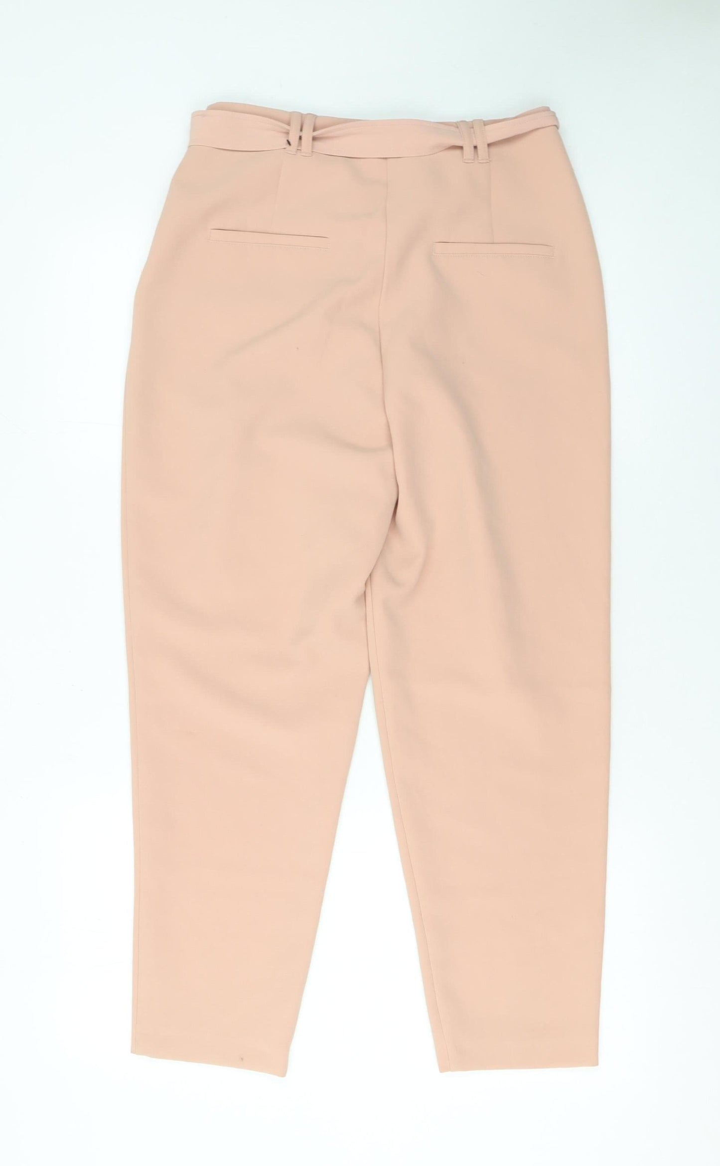 New Look Women’s Beige Paperbag High Waist Tapered Trousers Size 8