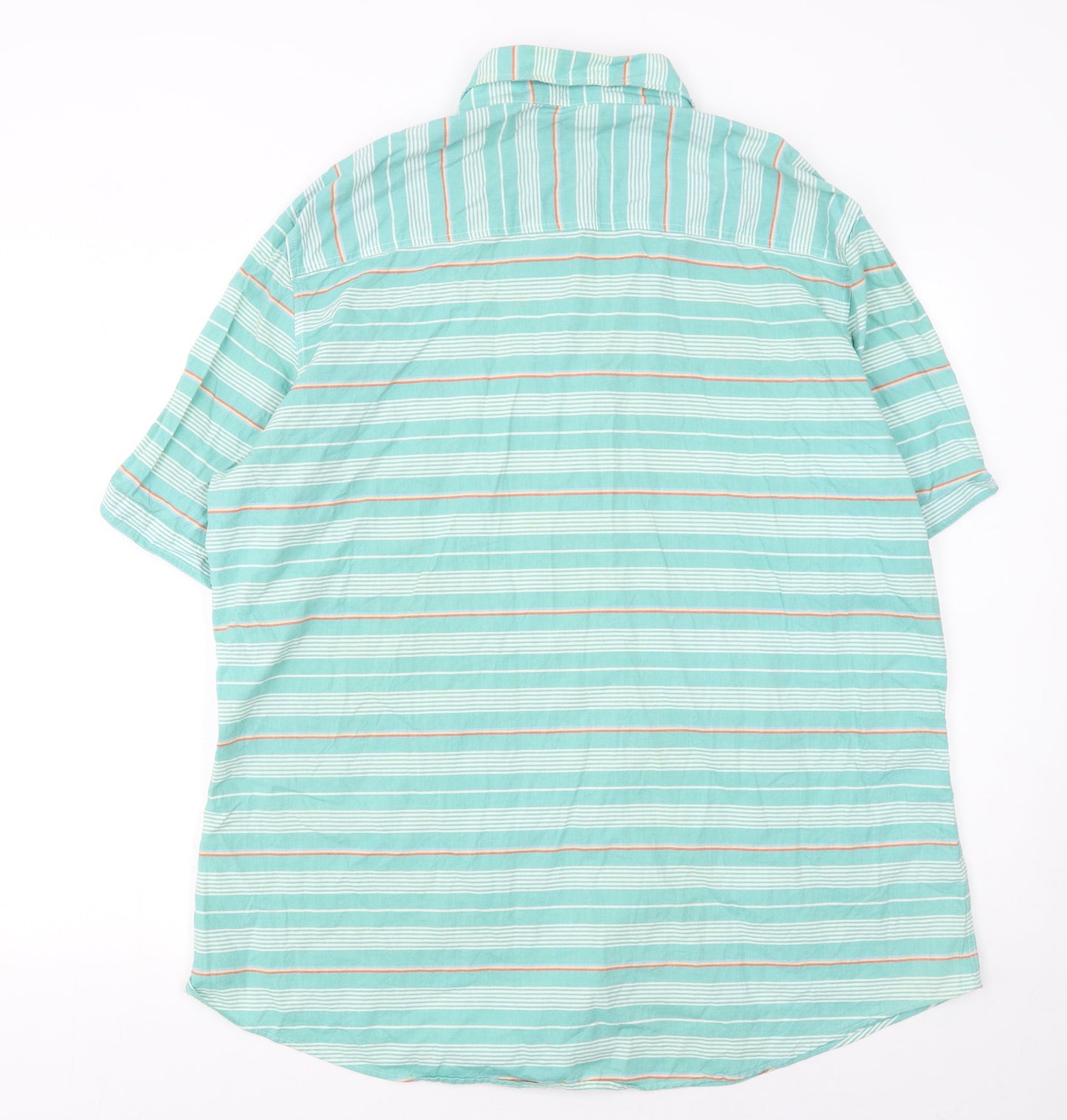 Next Men’s Green Striped Oxford Short Sleeve 2XL Button-Up Shirt