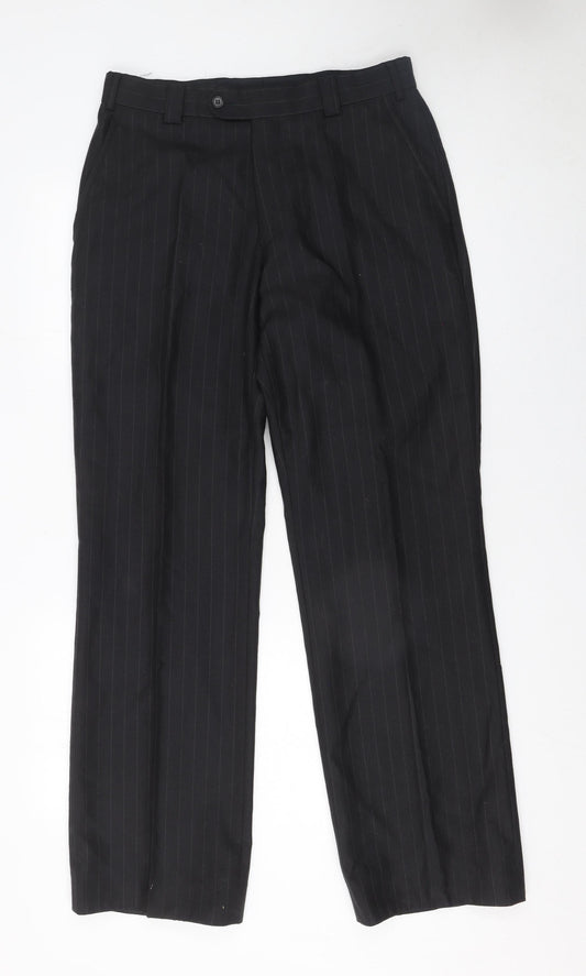 Remus Uomo Men's Black Pinstripe Dress Trousers Size 38 Regular Fit