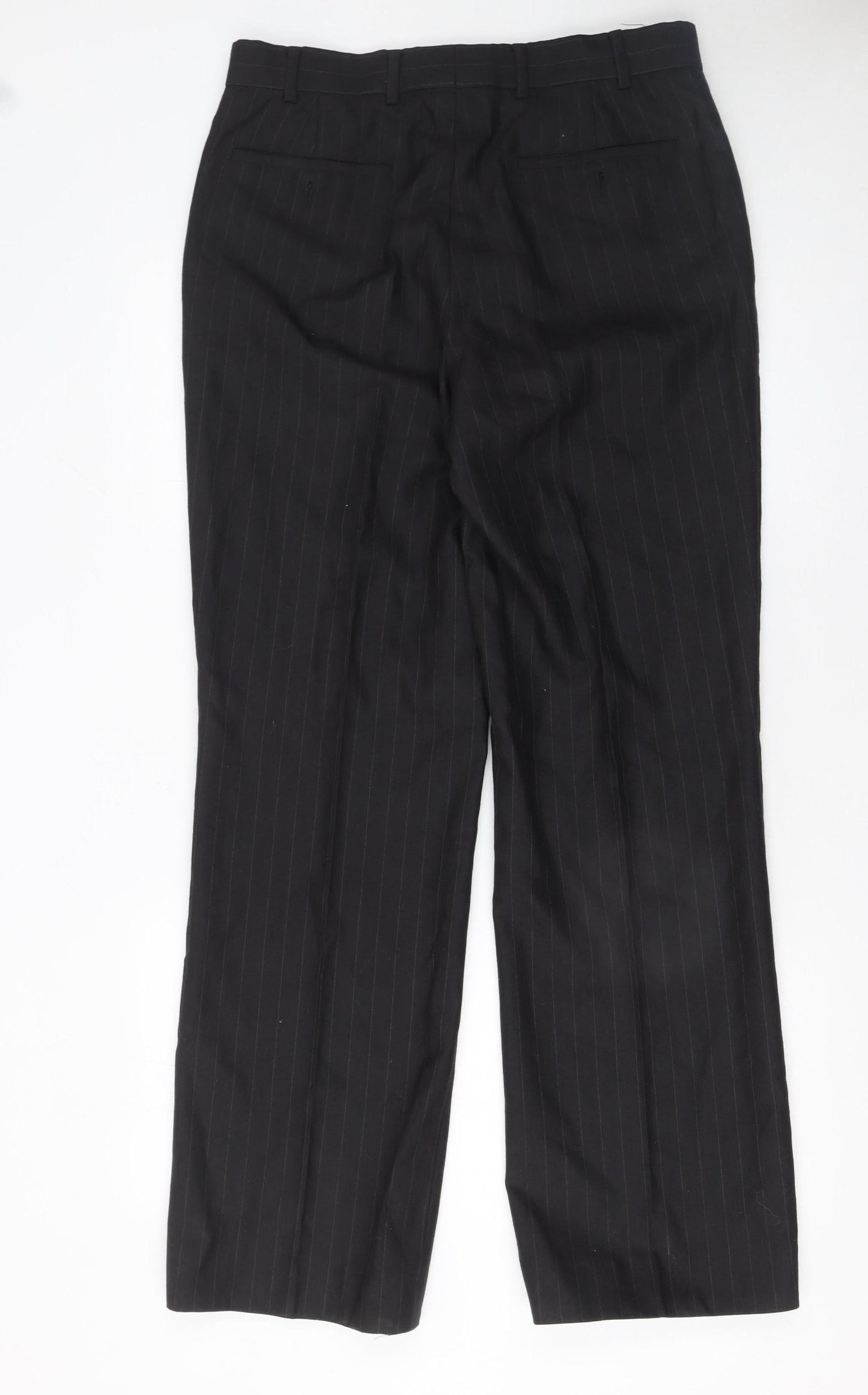 Remus Uomo Men's Black Pinstripe Dress Trousers Size 38 Regular Fit