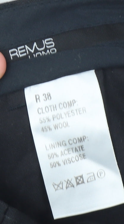 Remus Uomo Men's Black Pinstripe Dress Trousers Size 38 Regular Fit