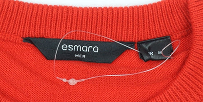 ESMARA Men Red Christmas Knit Jumper Snowman Pattern Size M