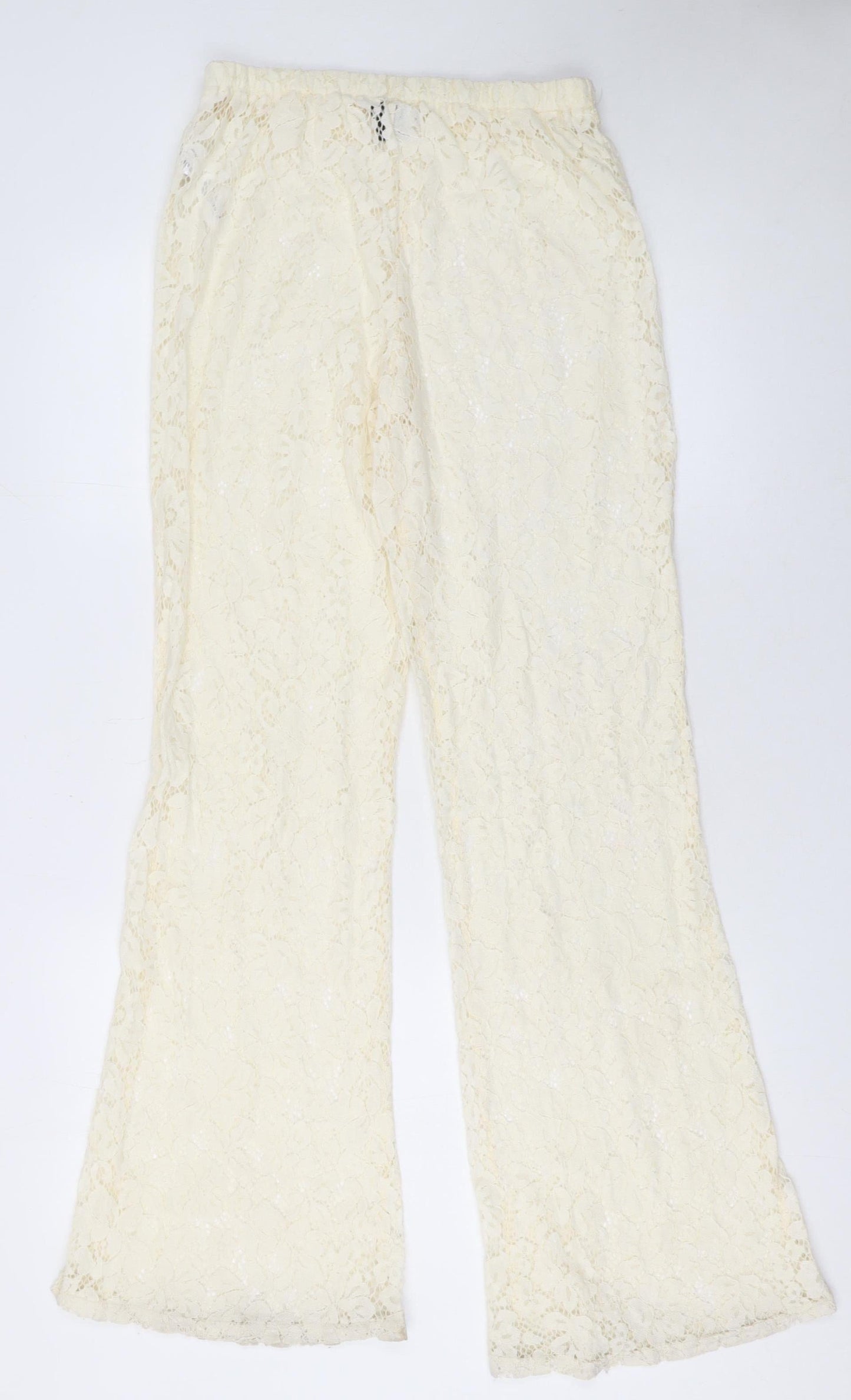 PrettyLittleThing Women Ivory Lace Flared Trousers Size 8