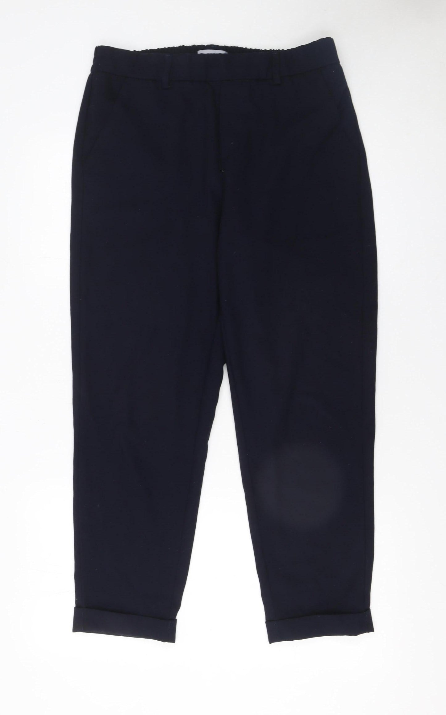 Savida Women’s Navy Cropped Tapered Trousers Size 12