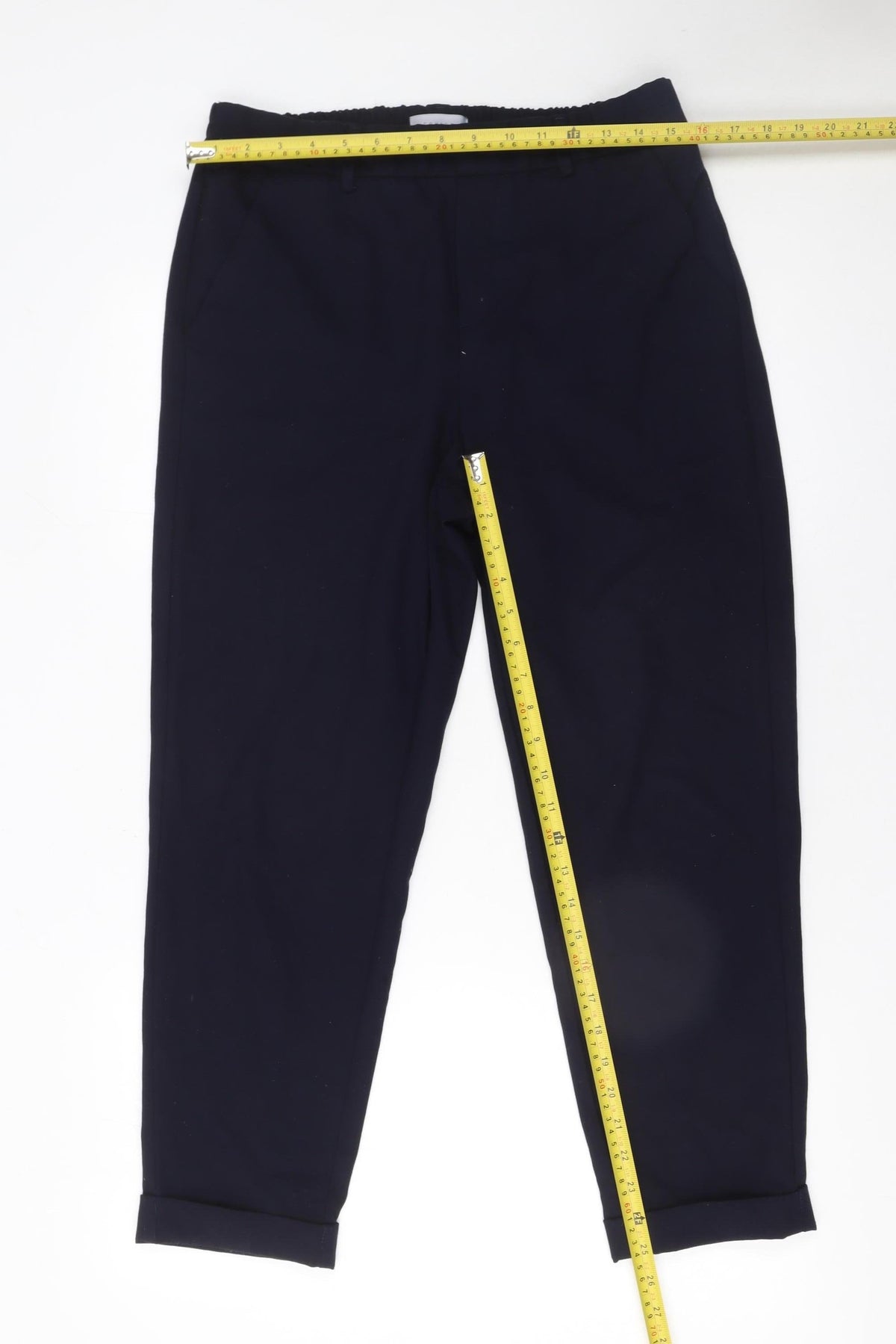 Savida Women’s Navy Cropped Tapered Trousers Size 12