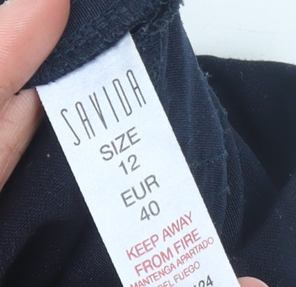 Savida Women’s Navy Cropped Tapered Trousers Size 12