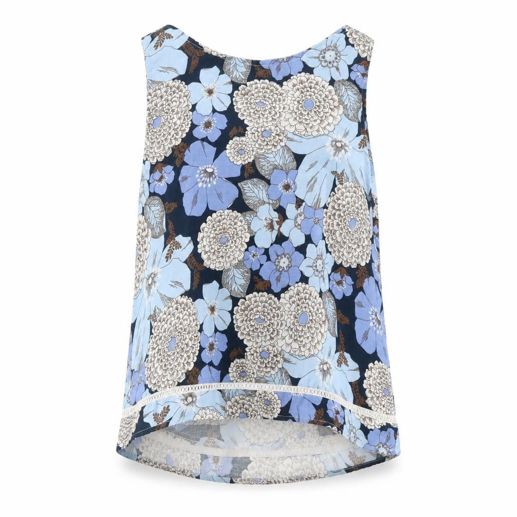 Grace & Mila Women's Blue Floral Sleeveless Camisole Top L
