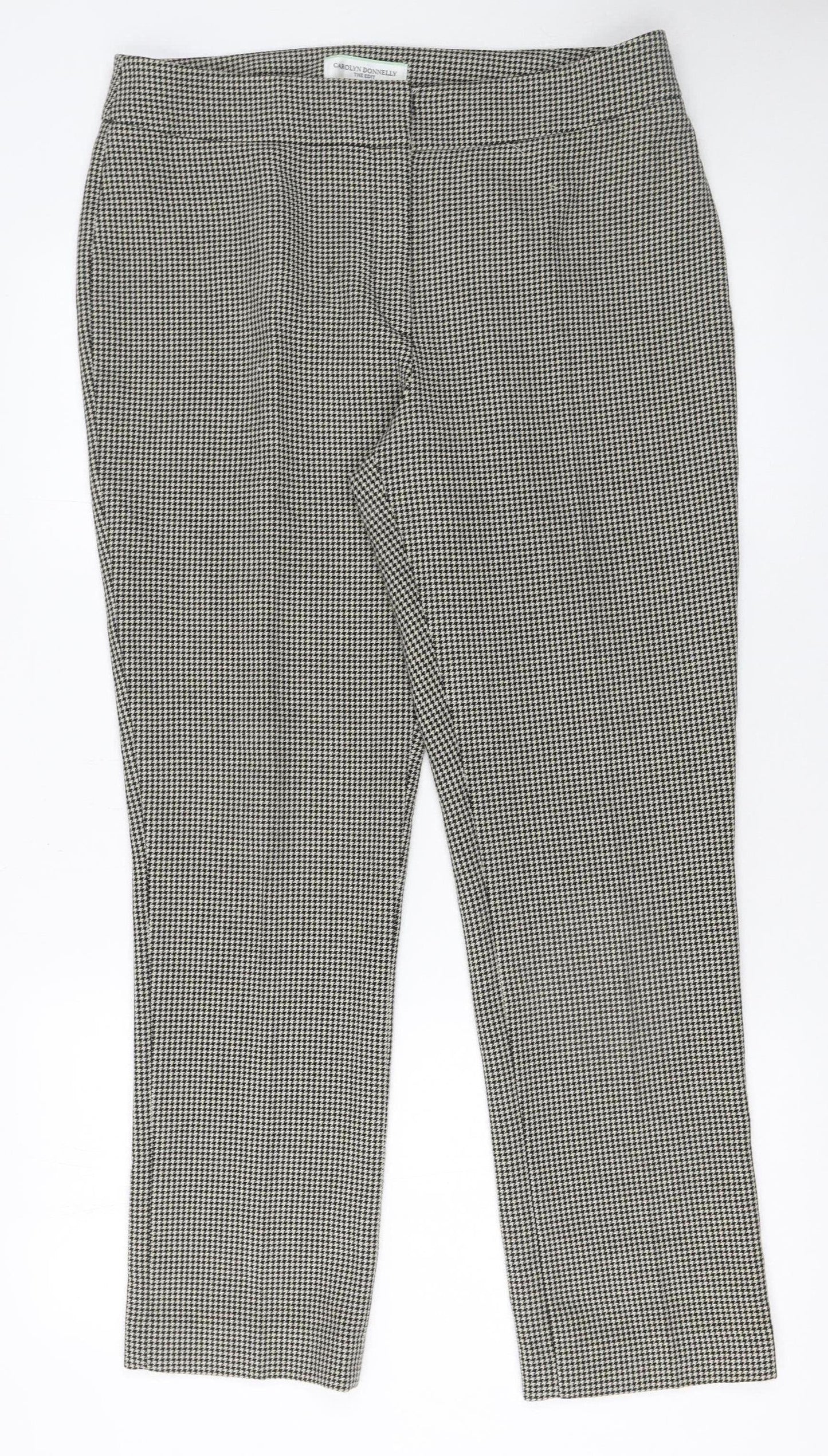 Carolyn Donnelly Women’s Black Houndstooth Slim Fit Stretch Trousers UK 12