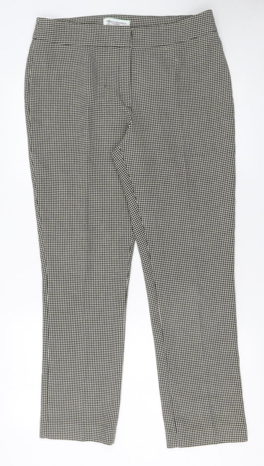 Carolyn Donnelly Women’s Black Houndstooth Slim Fit Stretch Trousers UK 12