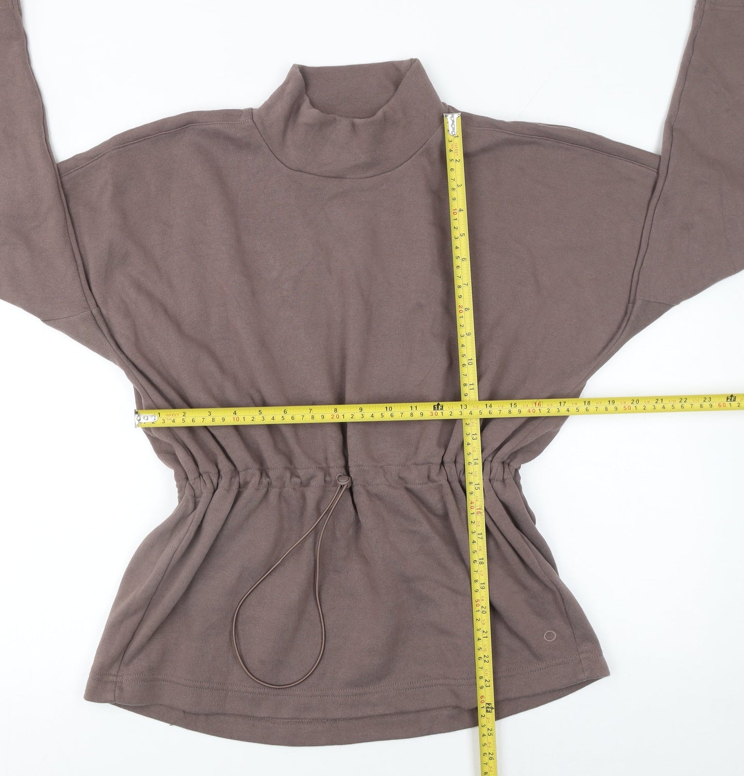 Marks and Spencer Women Brown Size 12 Drawstring Cowl Neck Sweatshirt