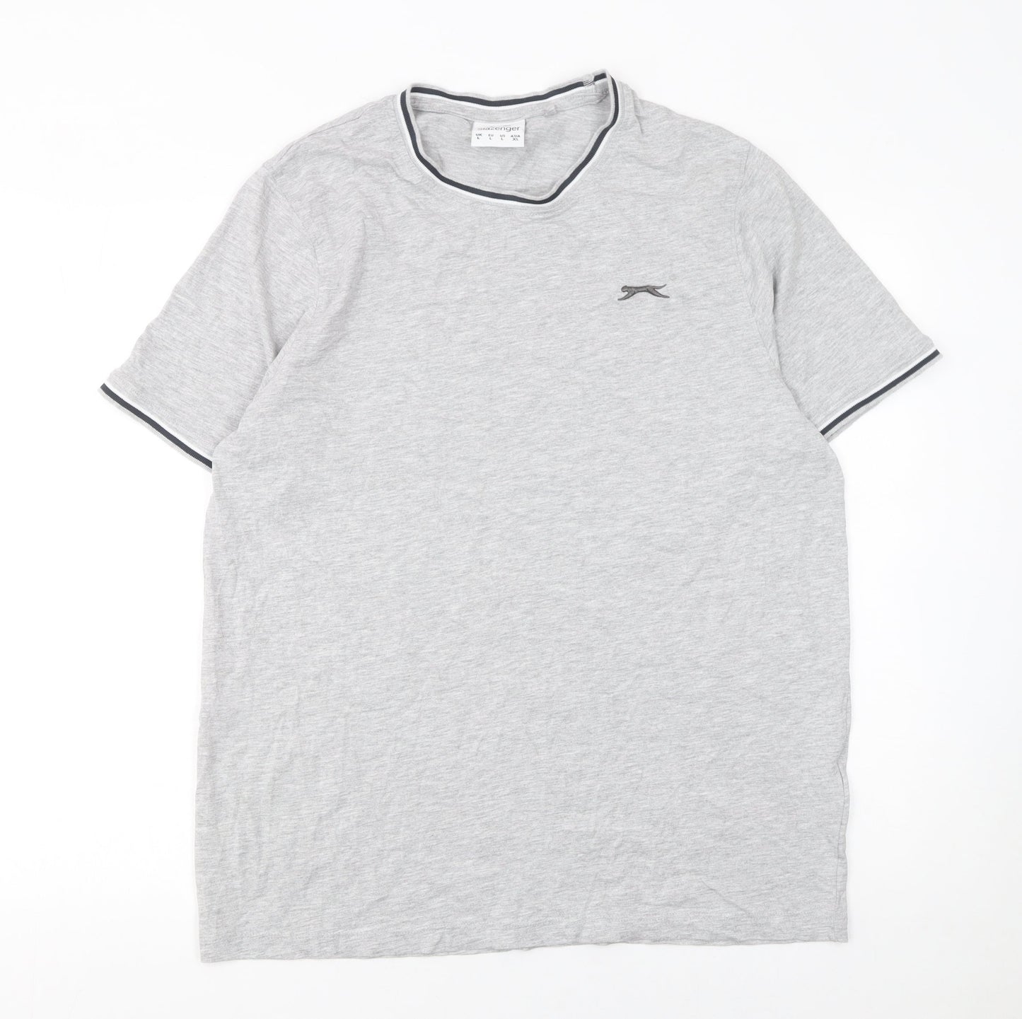 Slazenger Men's Grey Crew Neck Short Sleeve Cotton T-Shirt Size L