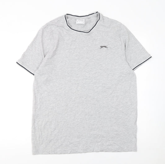 Slazenger Men's Grey Crew Neck Short Sleeve Cotton T-Shirt Size L