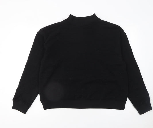 Zara Women Black Knit Pullover Sweatshirt Size S High Neck Basic