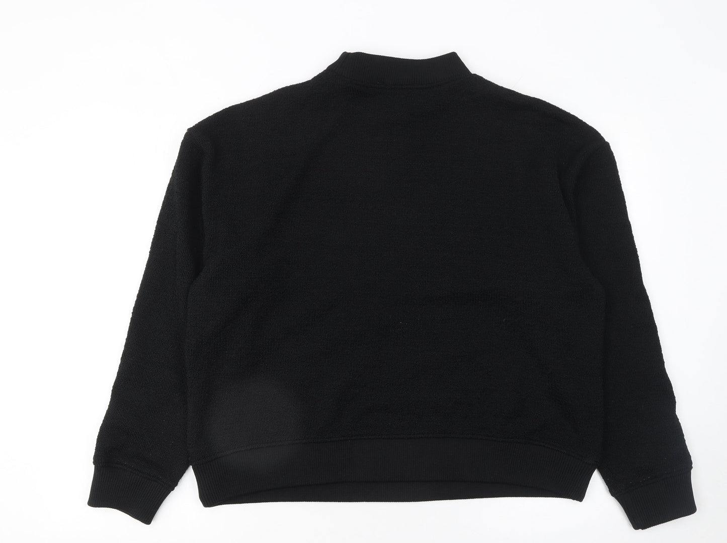 Zara Women Black Knit Pullover Sweatshirt Size S High Neck Basic