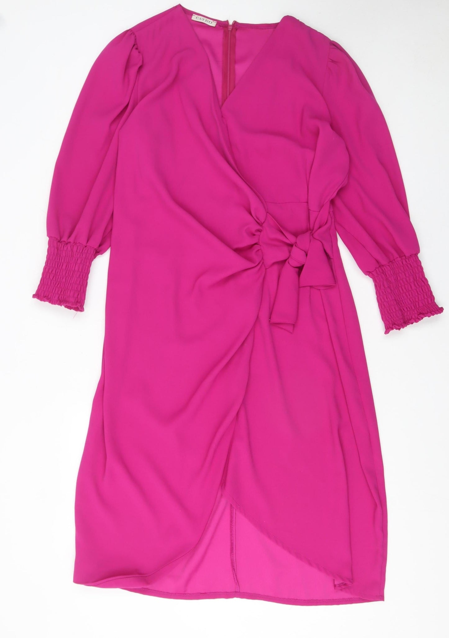 Cayro Women Pink XL Wrap Dress with Bow Belt 3/4 Sleeve