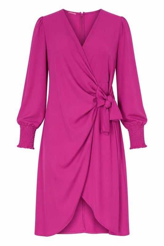 Cayro Women Pink XL Wrap Dress with Bow Belt 3/4 Sleeve