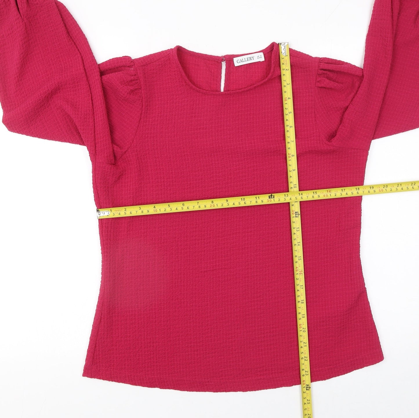 Gallery Women’s Pink Long Sleeve Puff Blouse Size 12 Polyester
