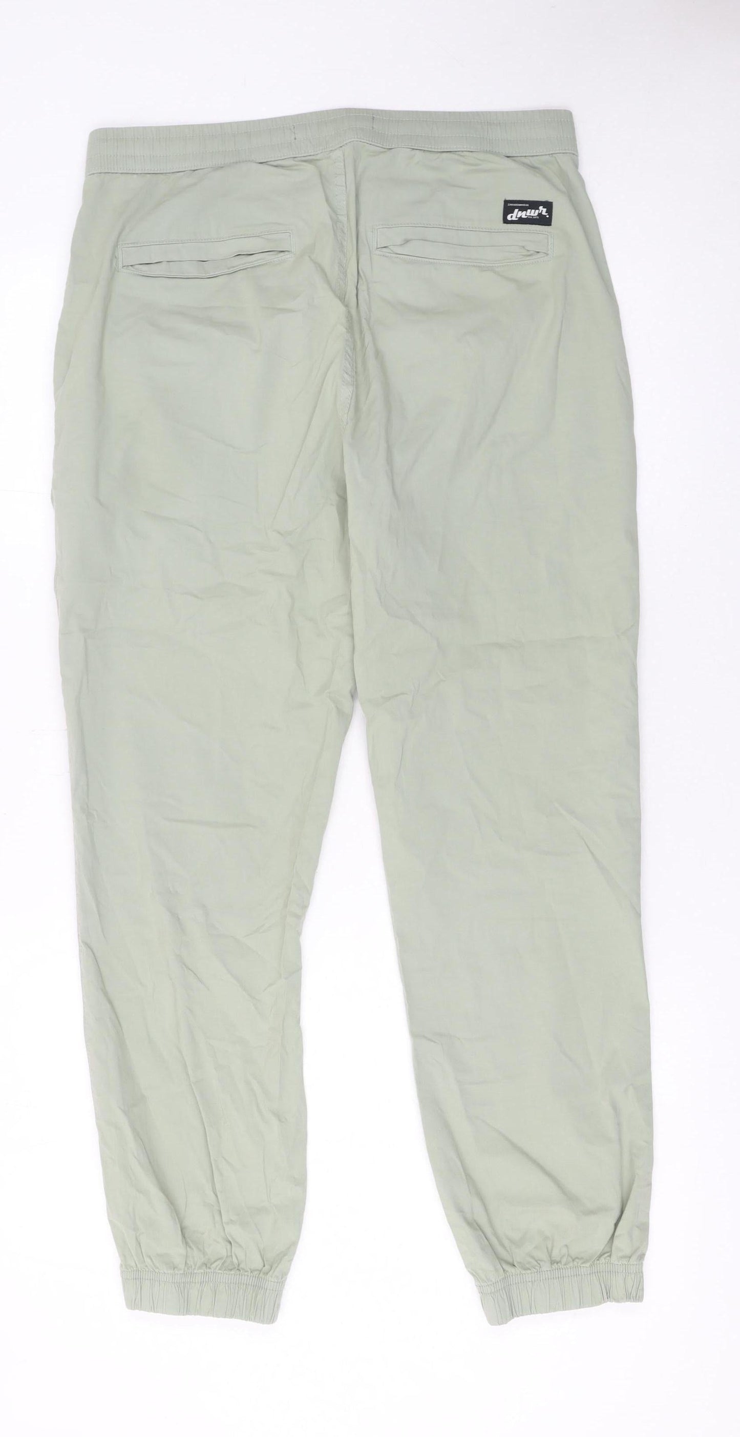 Zara Women Green Jogger Trousers Size M Elastic Waist Cotton Blend