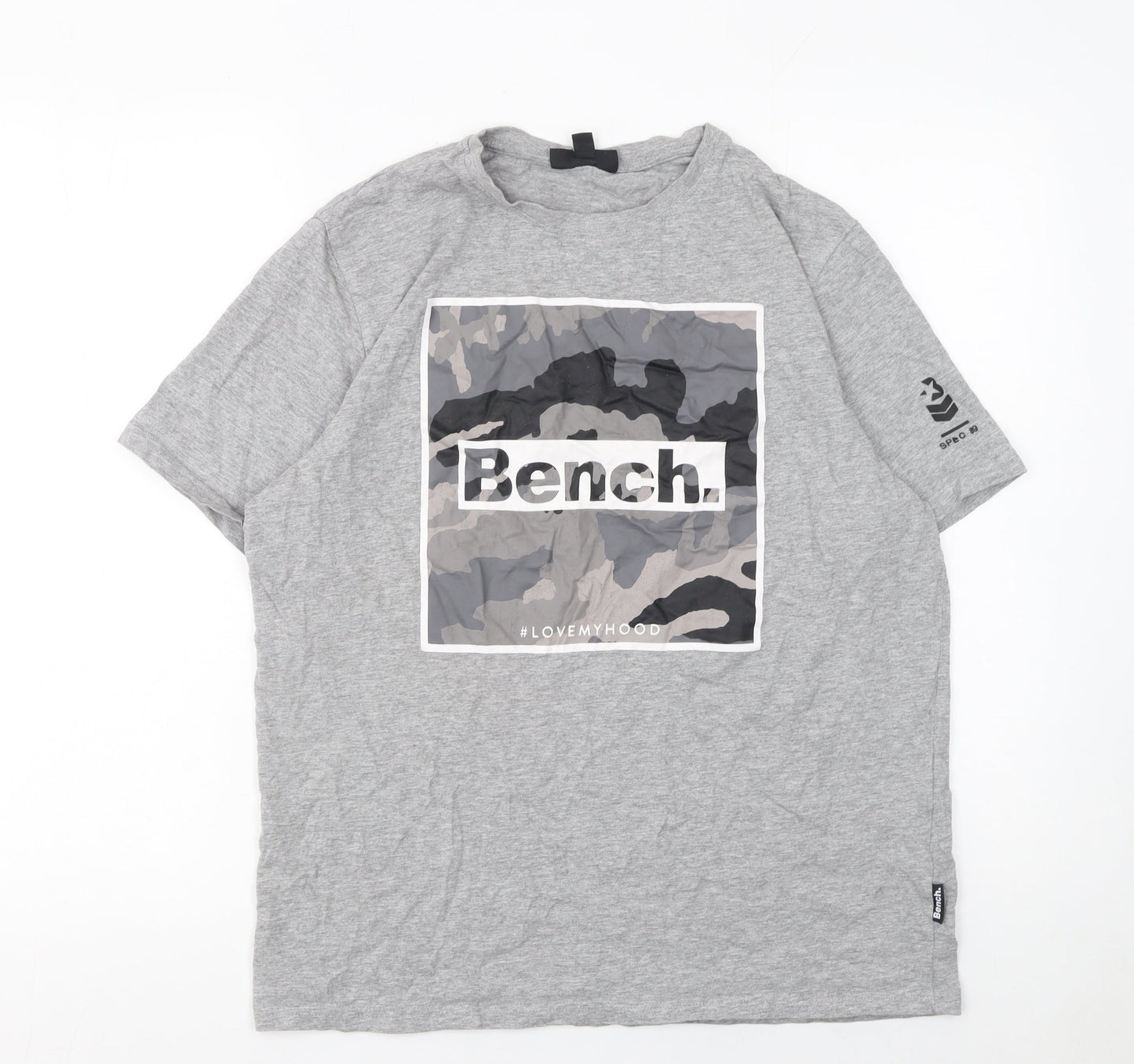 Bench Men's Grey Camouflage Graphic Print T-Shirt Size L