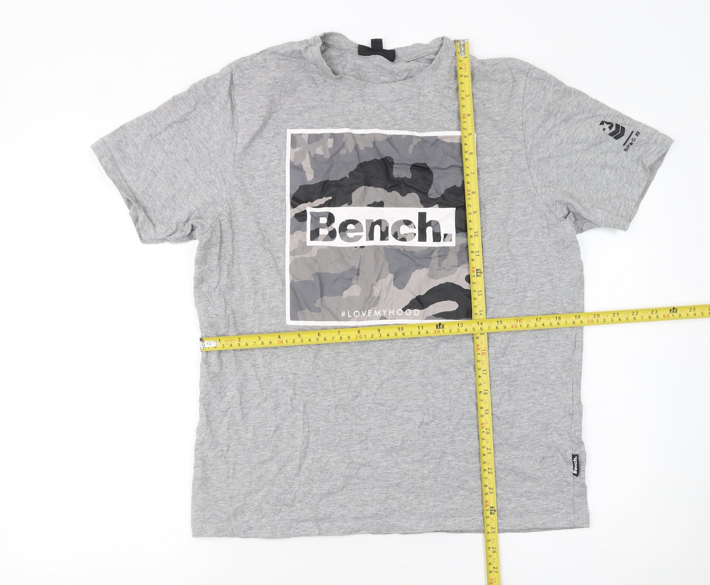 Bench Men's Grey Camouflage Graphic Print T-Shirt Size L