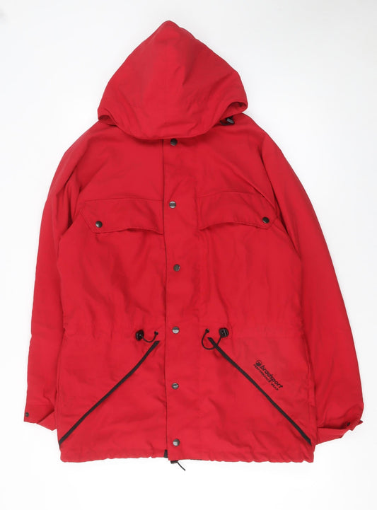 Bradsport Men's Red Hooded Parka Jacket Size S Outdoor Casual