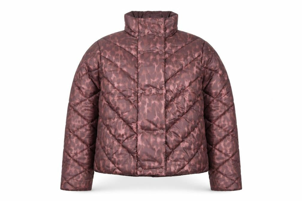 Principles Women Brown Animal Print Puffer Jacket Size 10 Regular