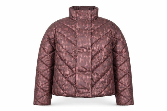 Front view of Principles Women Brown Animal Print Puffer Jacket, size 10, Regular