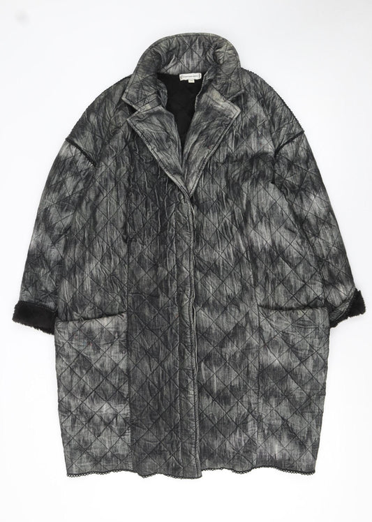Conditions Apply Women's Grey Quilted Long Coat XS Relaxed Fit
